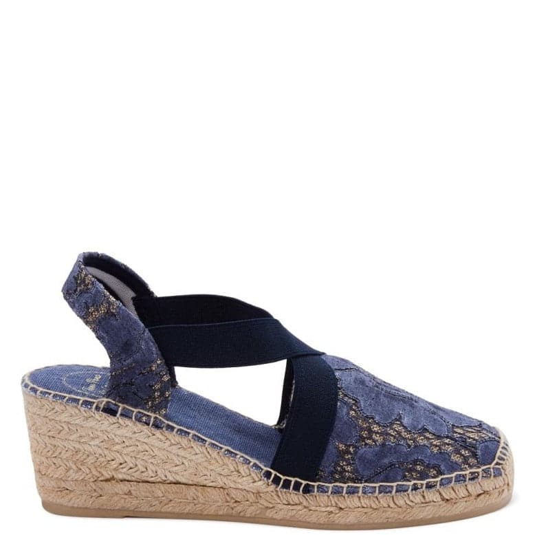 plain Cotton Blend Wedge Espadrille for Women - Terra-JA