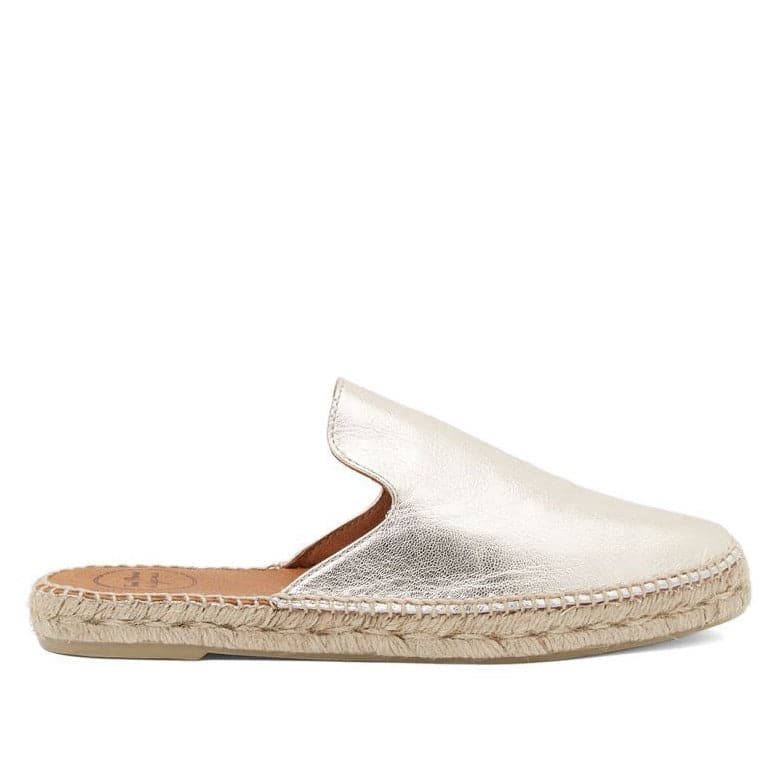 Plain Leather Mules Style Espadrille for Women - Ona-P