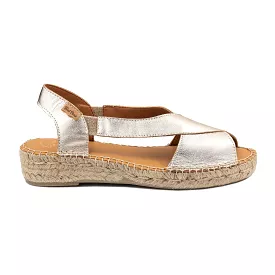 Plain Leather Wedge Espadrille for Women - Elda-P