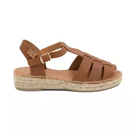 Plain Leather Wedge Espadrille for Women - Emma