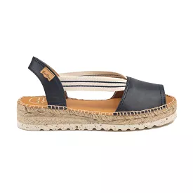 Plain Leather Wedge Espadrille for Women - Estel-SW