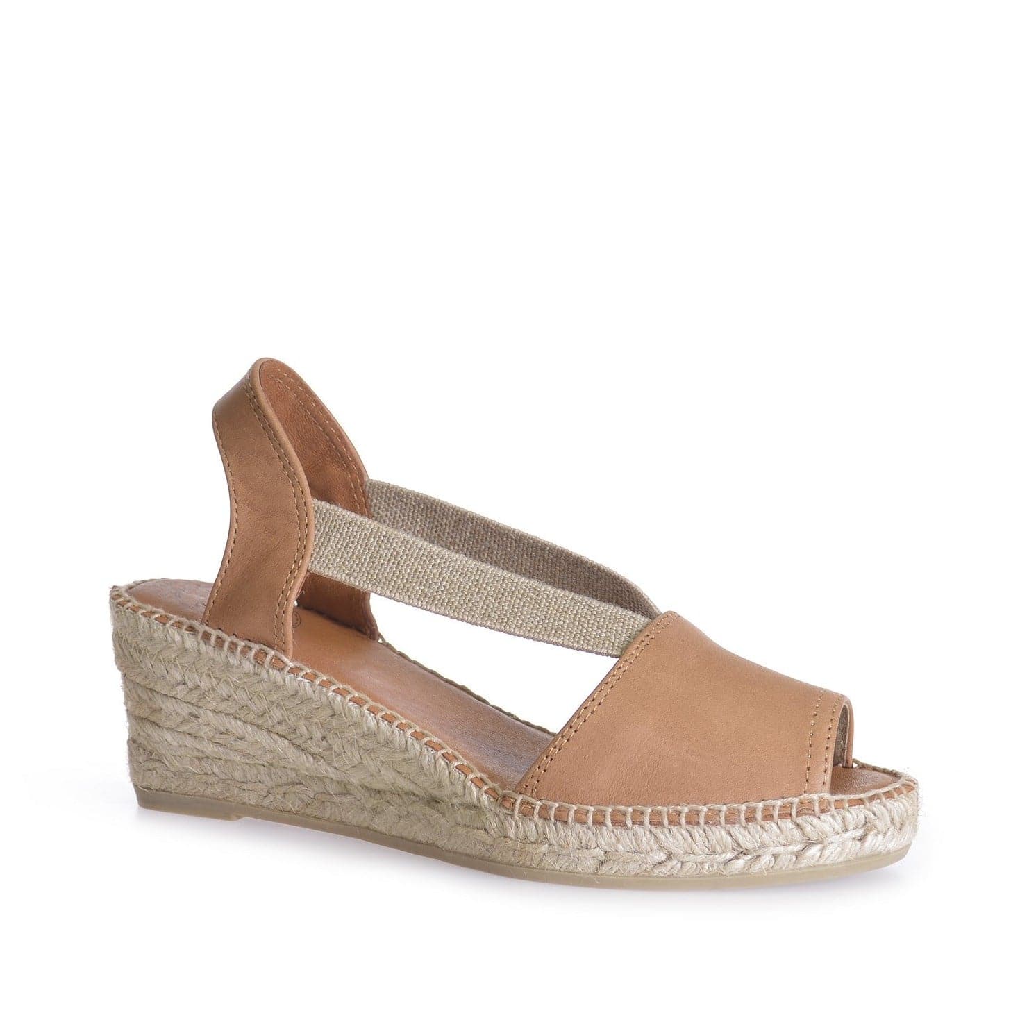 Plain Leather Wedge Espadrille for Women - Teide-P