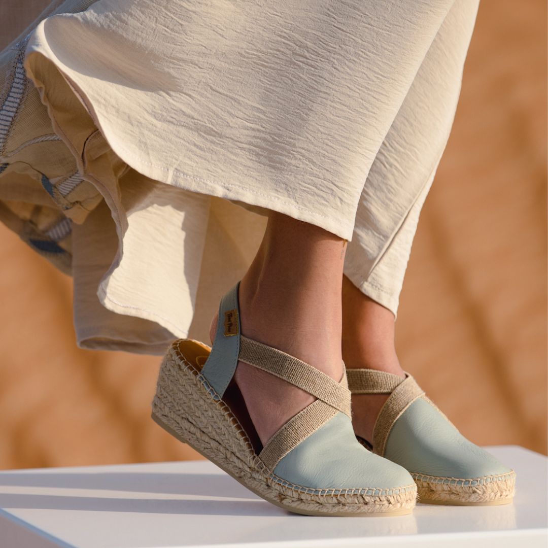 Plain Leather Wedge Espadrille for Women - Tossa