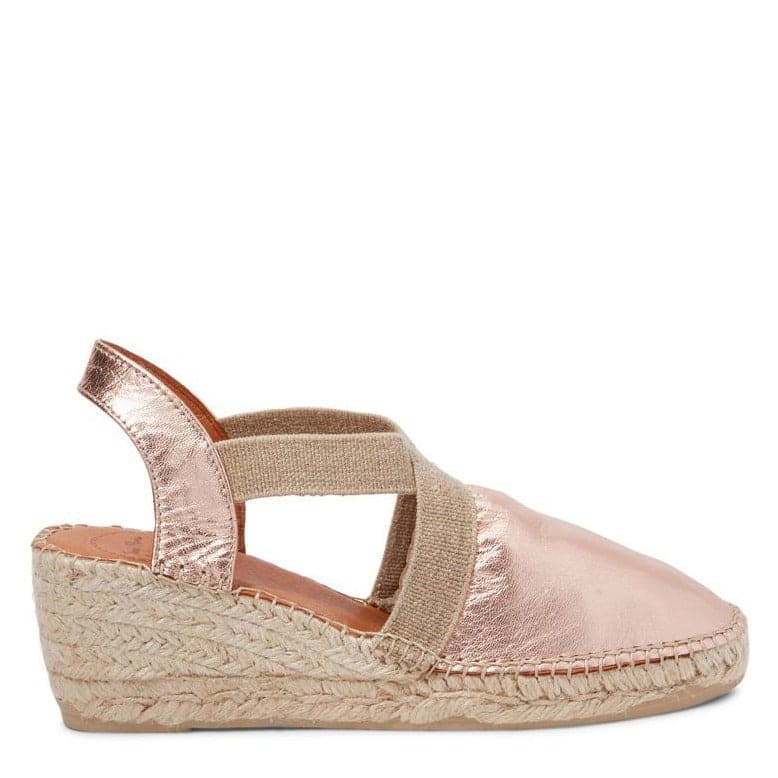 Plain Leather Wedge Espadrille for Women - Tossa