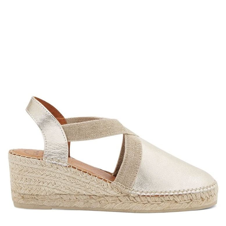 Plain Leather Wedge Espadrille for Women - Tossa