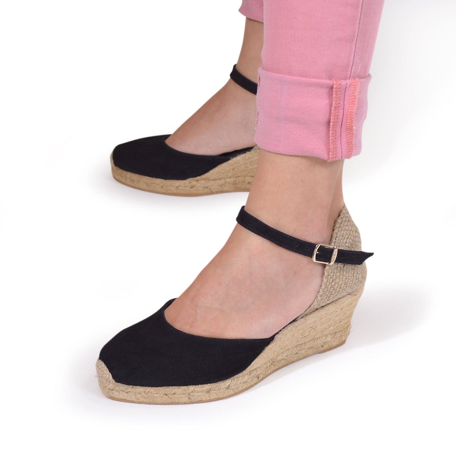 Plain Suede Leather Wedge Espadrille for Women - Lloret-5