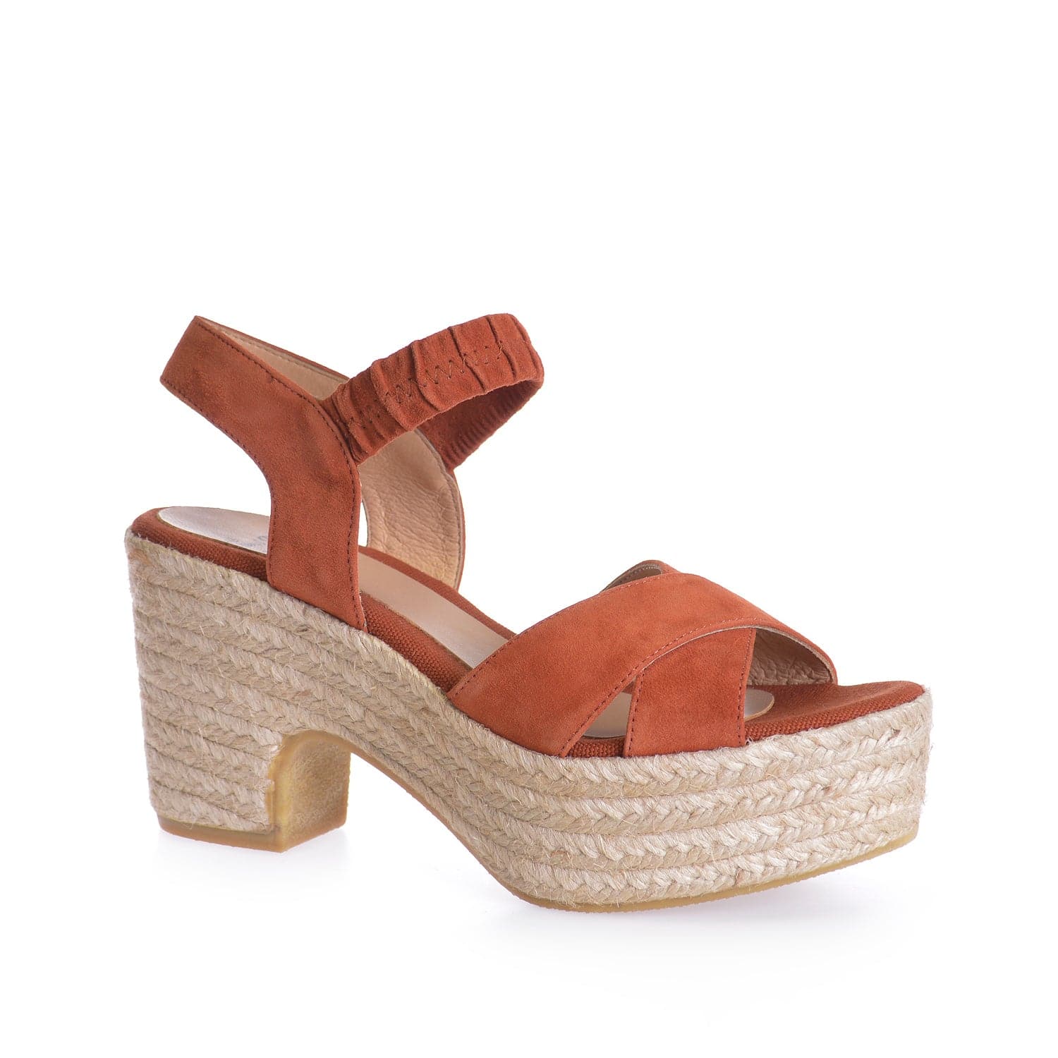 Plain Suede Leather Wedge Espadrille for Women - Nadia-A