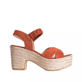 Plain Suede Leather Wedge Espadrille for Women - Nadia-A