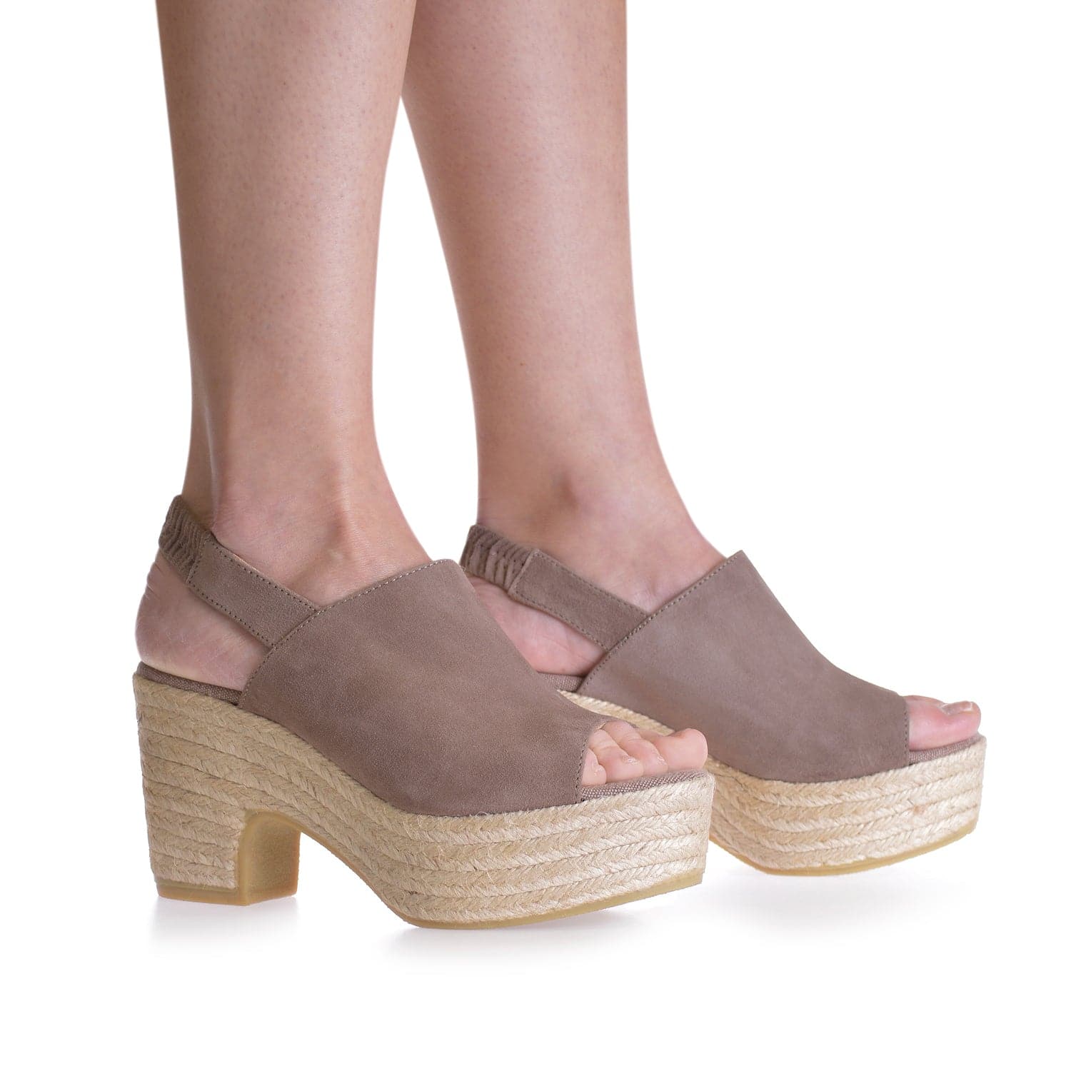 Plain Suede Leather Wedge Espadrille for Women - Noemi-A