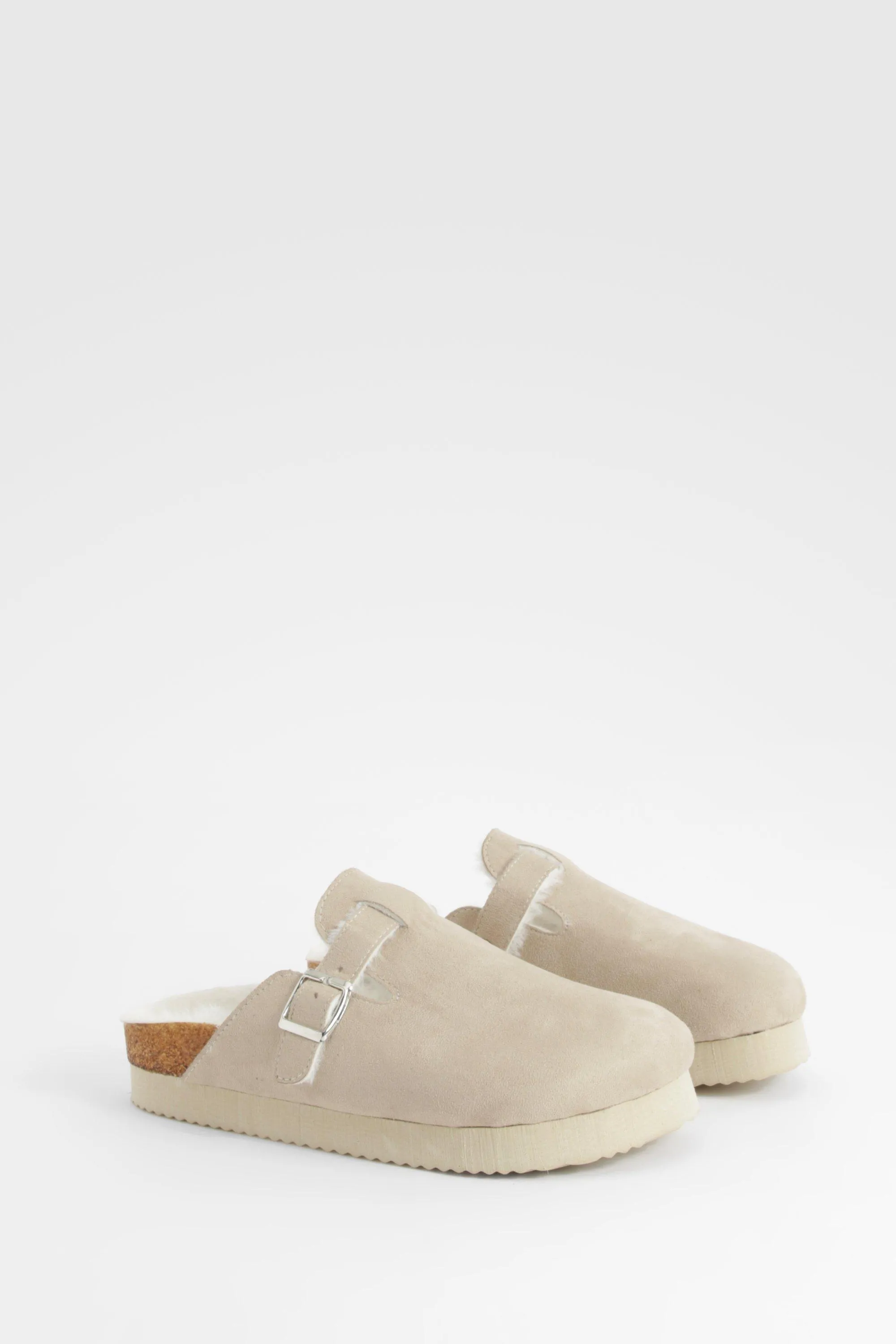 Platform Fur Lined Closed Toe Clogs