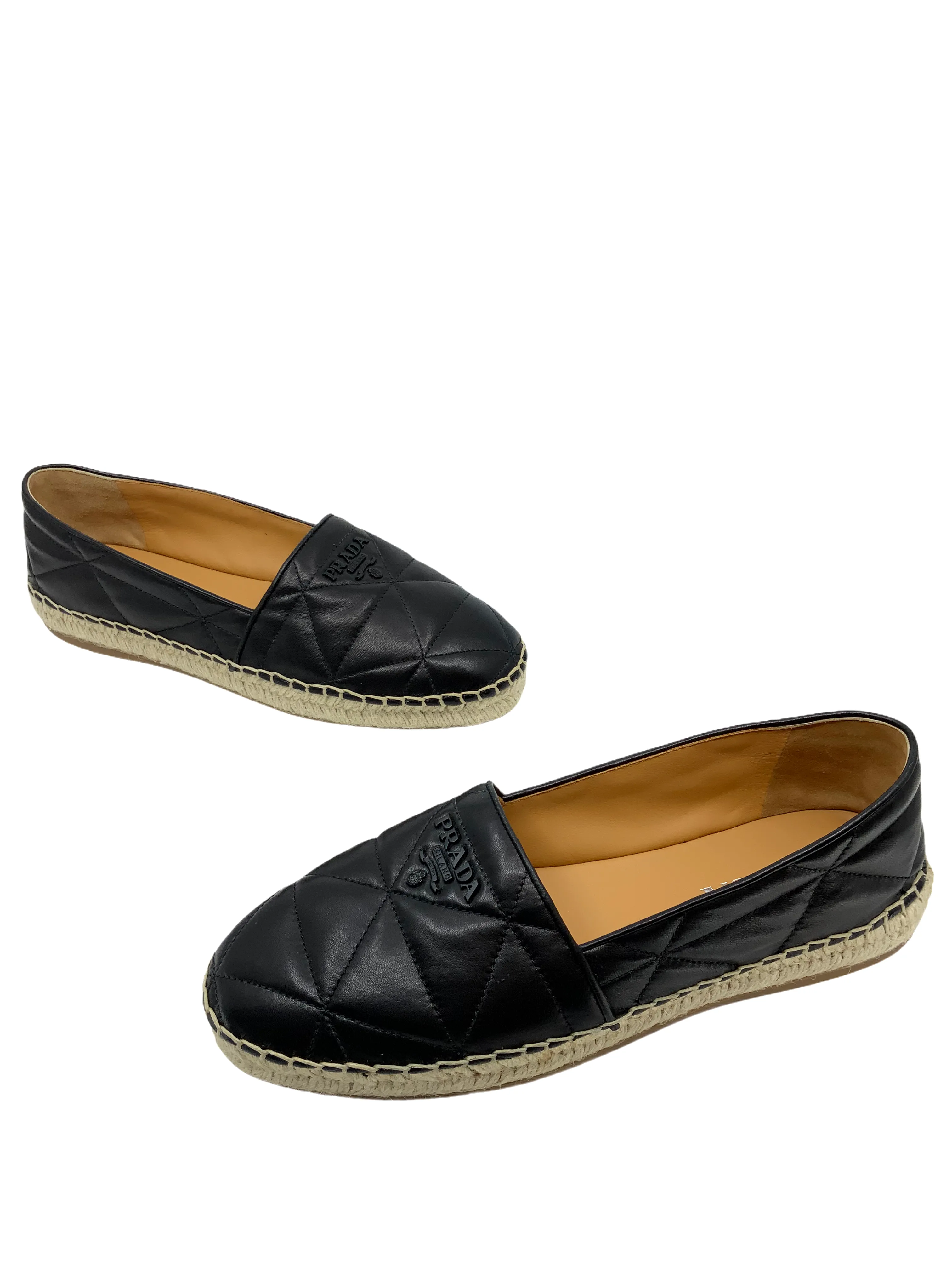 Prada Quilted Leather Espadrilles Size 10 NEW