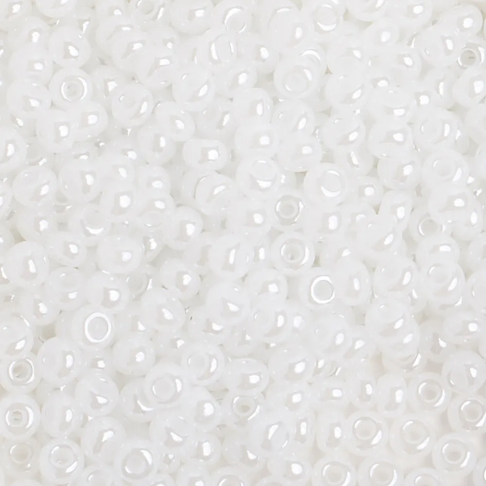 Preciosa Czech Glass, 6/0 Round Pony Seed Bead, Opaque Pearl White (1 Tube)