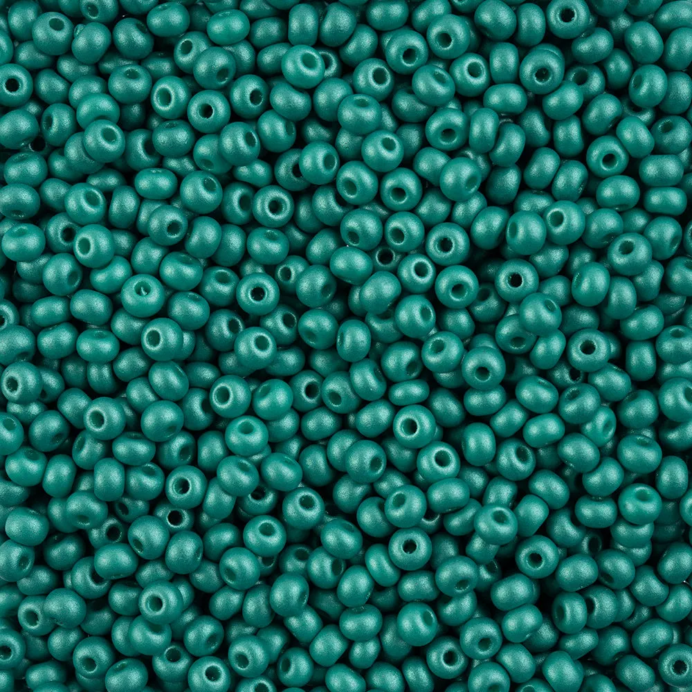 Preciosa Czech Glass, 6/0 Round Pony Seed Bead, PermaLux Dyed Chalk Sea Green (1 Tube)