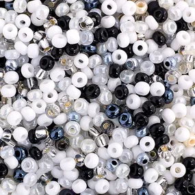 Preciosa Czech Glass, 8/0 Seed Bead, Multi Mix Black/White (1 Tube)