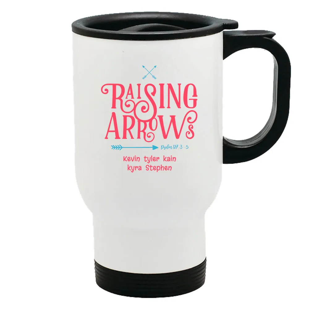 Raising Arrows Personalized Metal Coffee and Tea Travel Mug