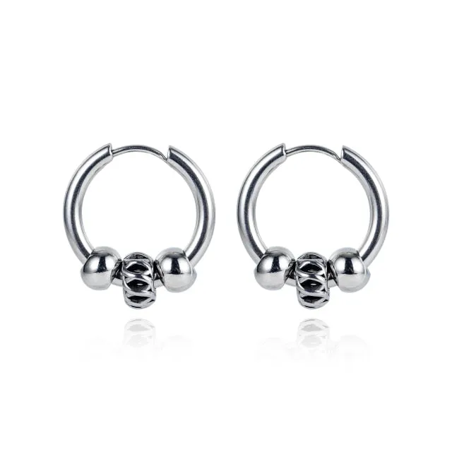 Retro Stainless Steel Hoop Earrings