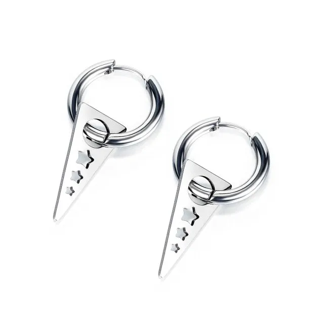 Retro Stainless Steel Hoop Earrings