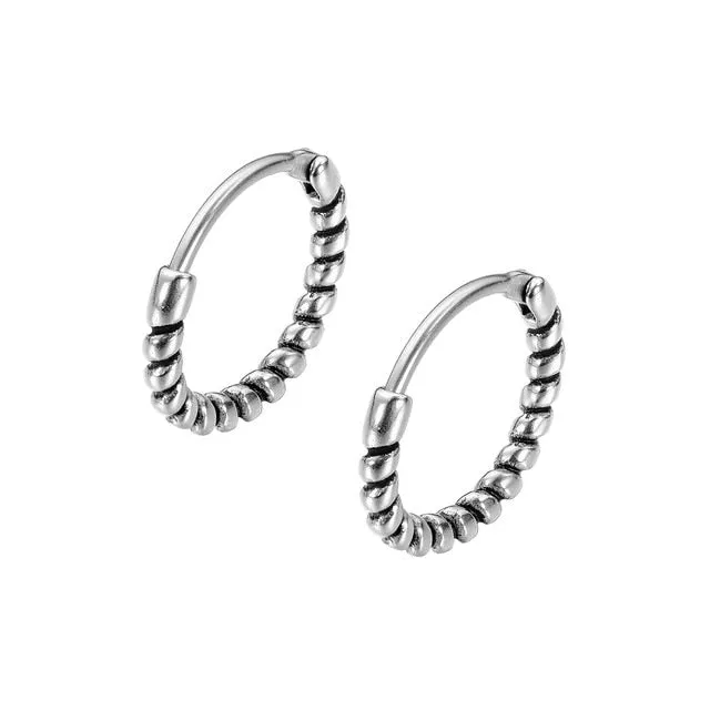 Retro Stainless Steel Hoop Earrings