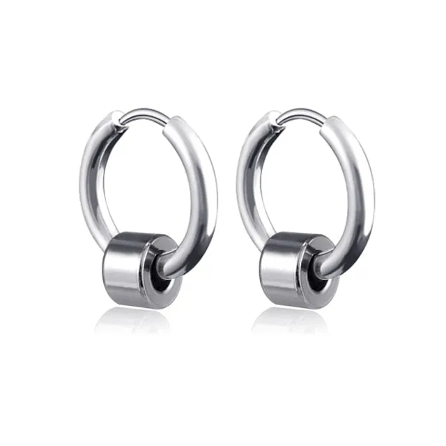 Retro Stainless Steel Hoop Earrings