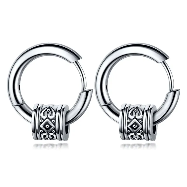 Retro Stainless Steel Hoop Earrings