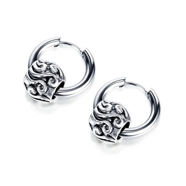 Retro Stainless Steel Hoop Earrings