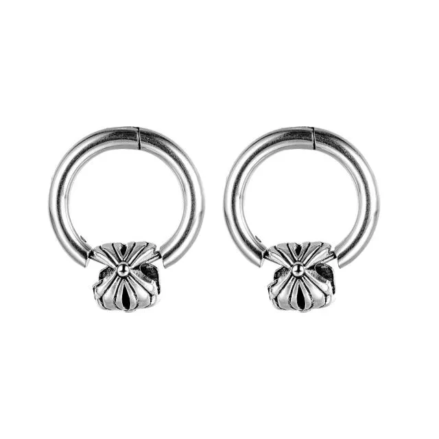 Retro Stainless Steel Hoop Earrings