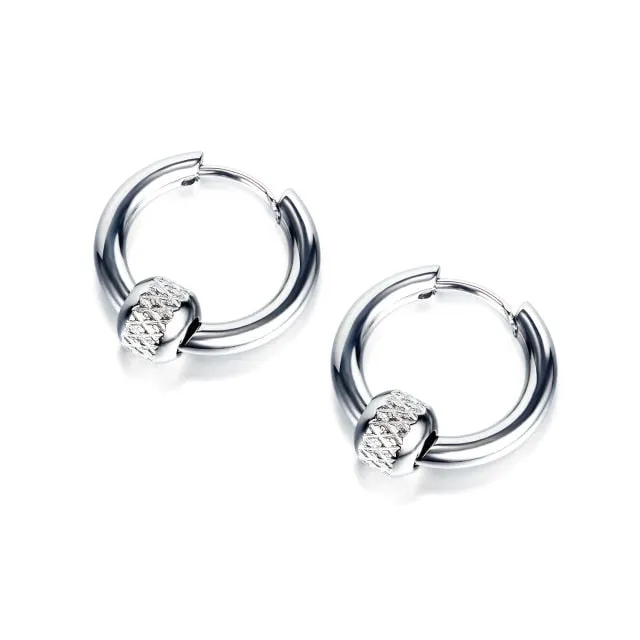 Retro Stainless Steel Hoop Earrings