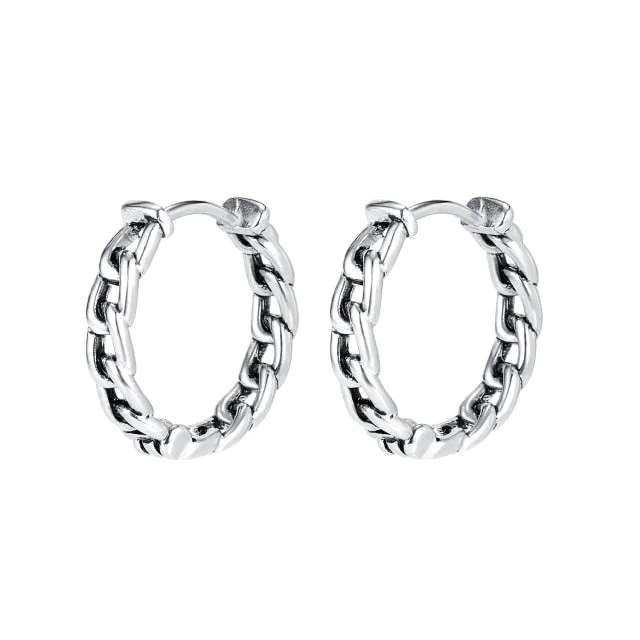 Retro Stainless Steel Hoop Earrings