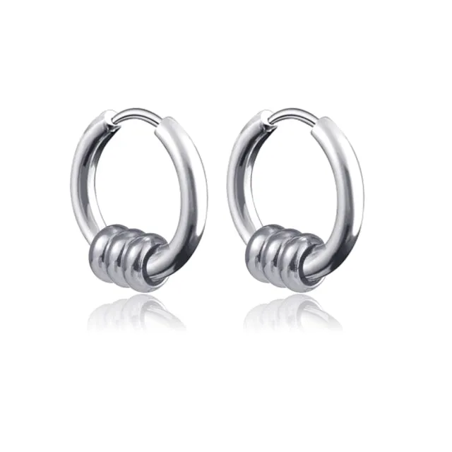 Retro Stainless Steel Hoop Earrings