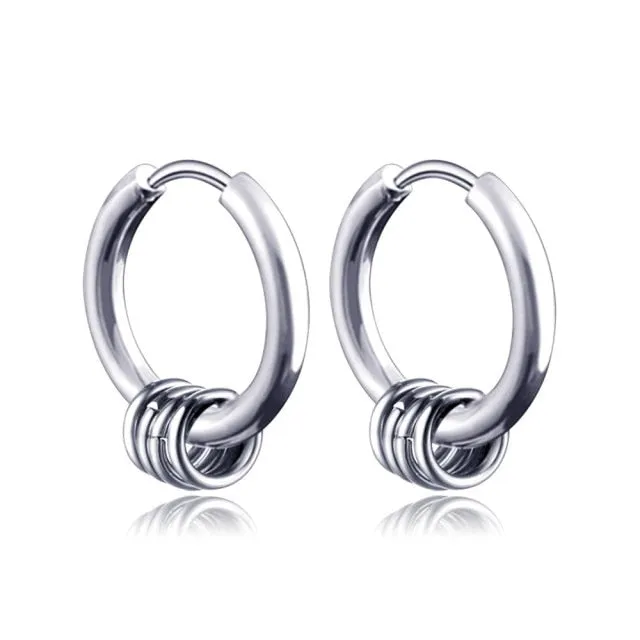 Retro Stainless Steel Hoop Earrings