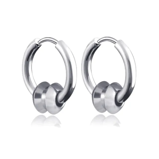 Retro Stainless Steel Hoop Earrings