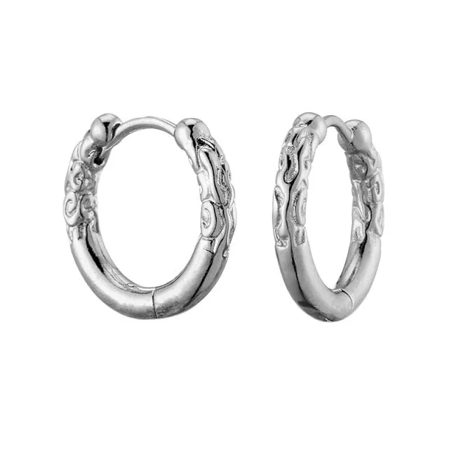 Retro Stainless Steel Hoop Earrings