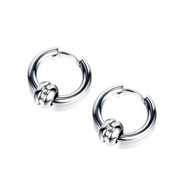 Retro Stainless Steel Hoop Earrings