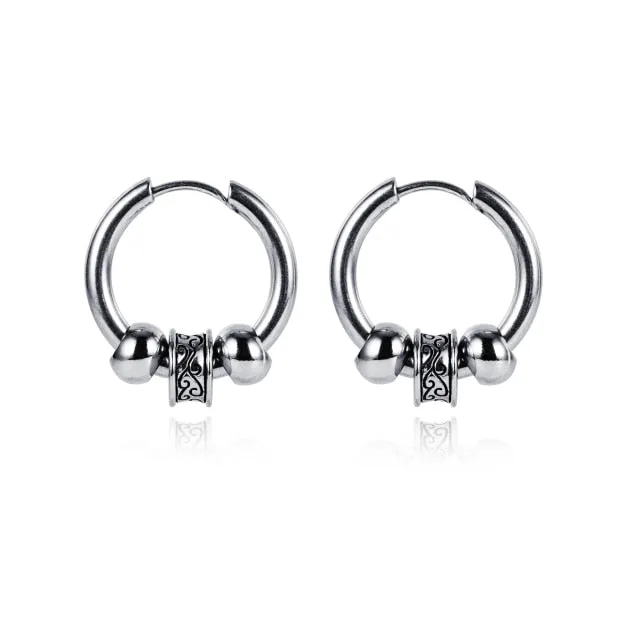 Retro Stainless Steel Hoop Earrings