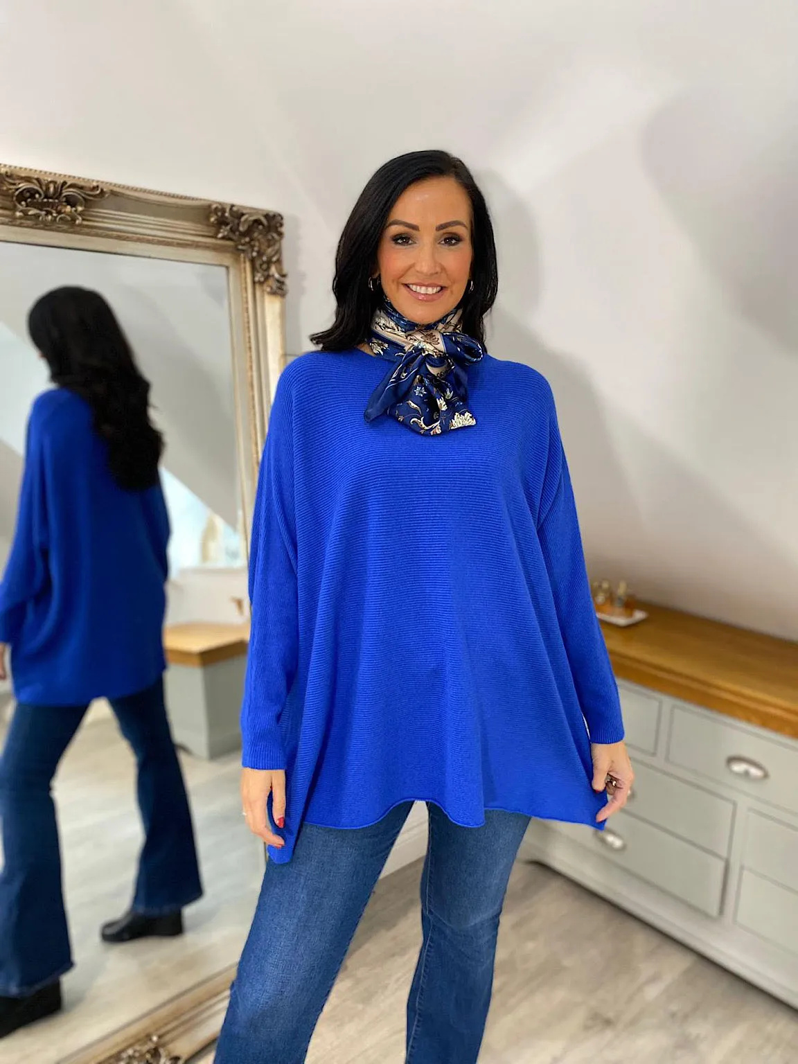 Royal Blue Lightweight Ribbed Knit Katie