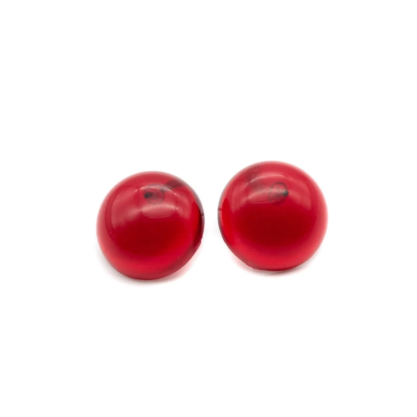 Ruby Red Medium Retro Button Stud Earrings