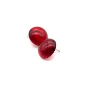 Ruby Red Medium Retro Button Stud Earrings