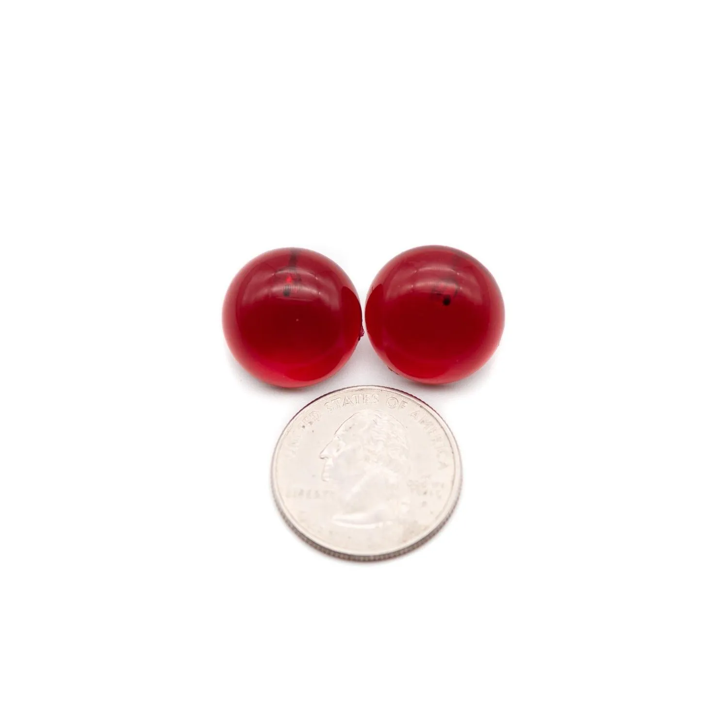 Ruby Red Medium Retro Button Stud Earrings