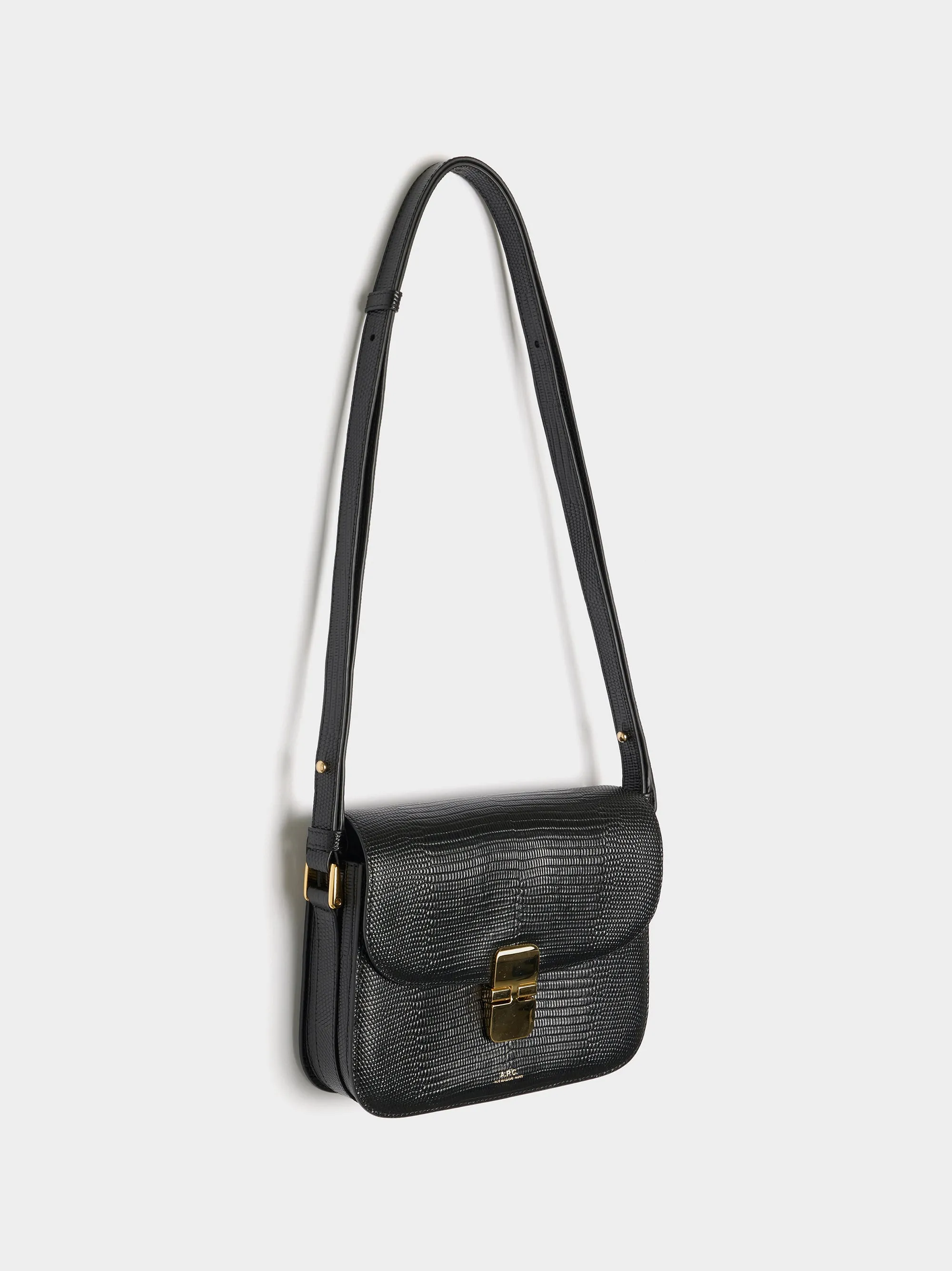 Sac Grace Small Lizard Embossed Leather, Black