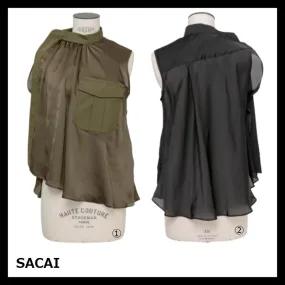 sacai  |Casual Style Nylon Blended Fabrics Sleeveless Plain Cotton