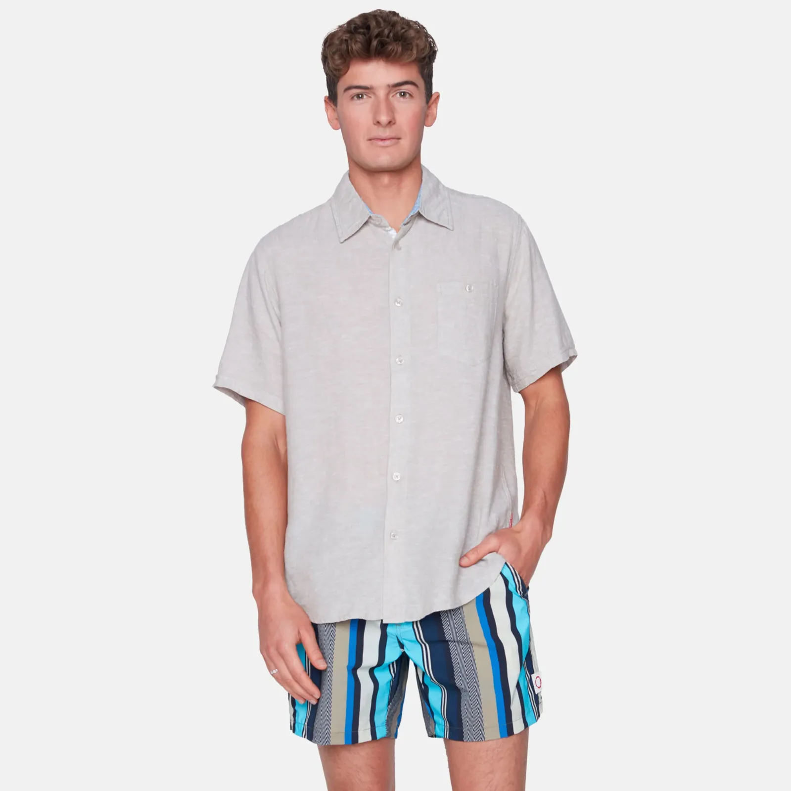 SHORT SLEVE LINEN BLEND SHIRT