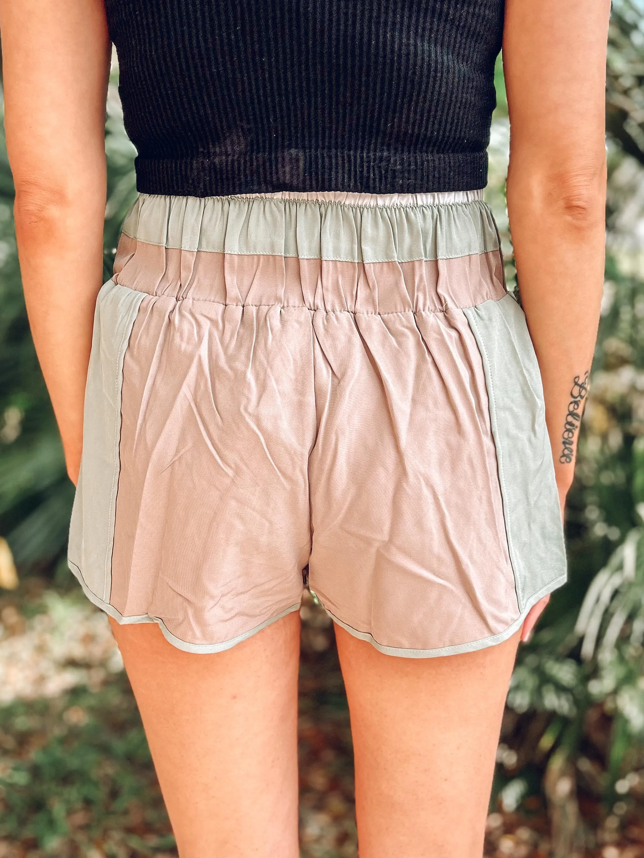 Sporty Colorblock Shorts | Sage