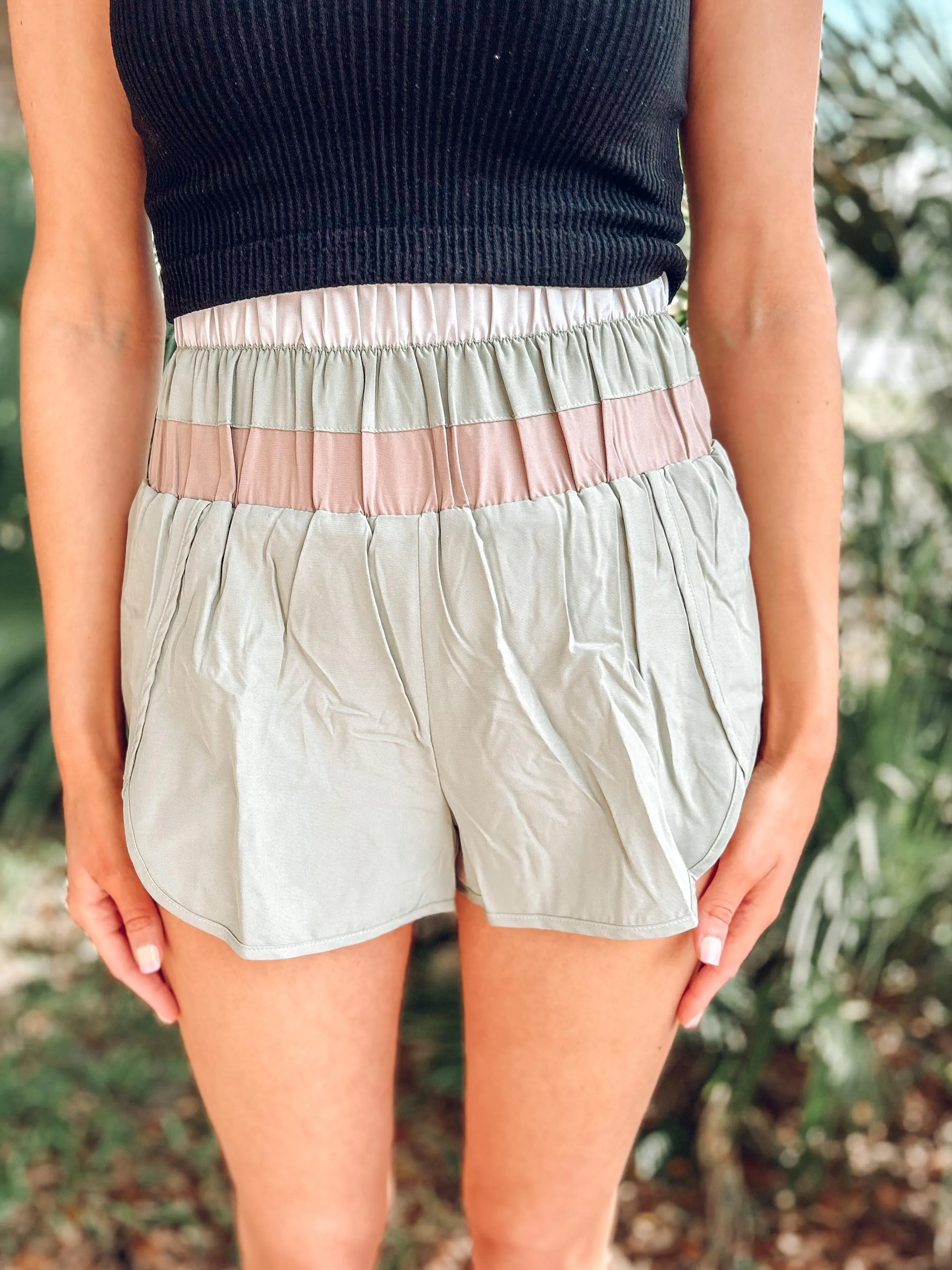 Sporty Colorblock Shorts | Sage