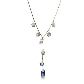 Stylish Gold Color Leaf Blue Crystal Long New Necklaces Pendants