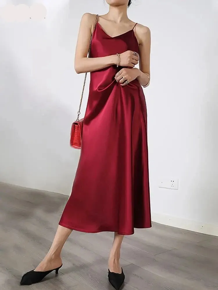 Stylish Party Dress Women's Summer Sundress Spaghetti Strap Split