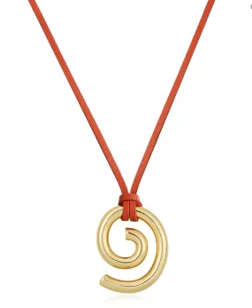 The Shell Beach Pendant Necklace in Orange Gold