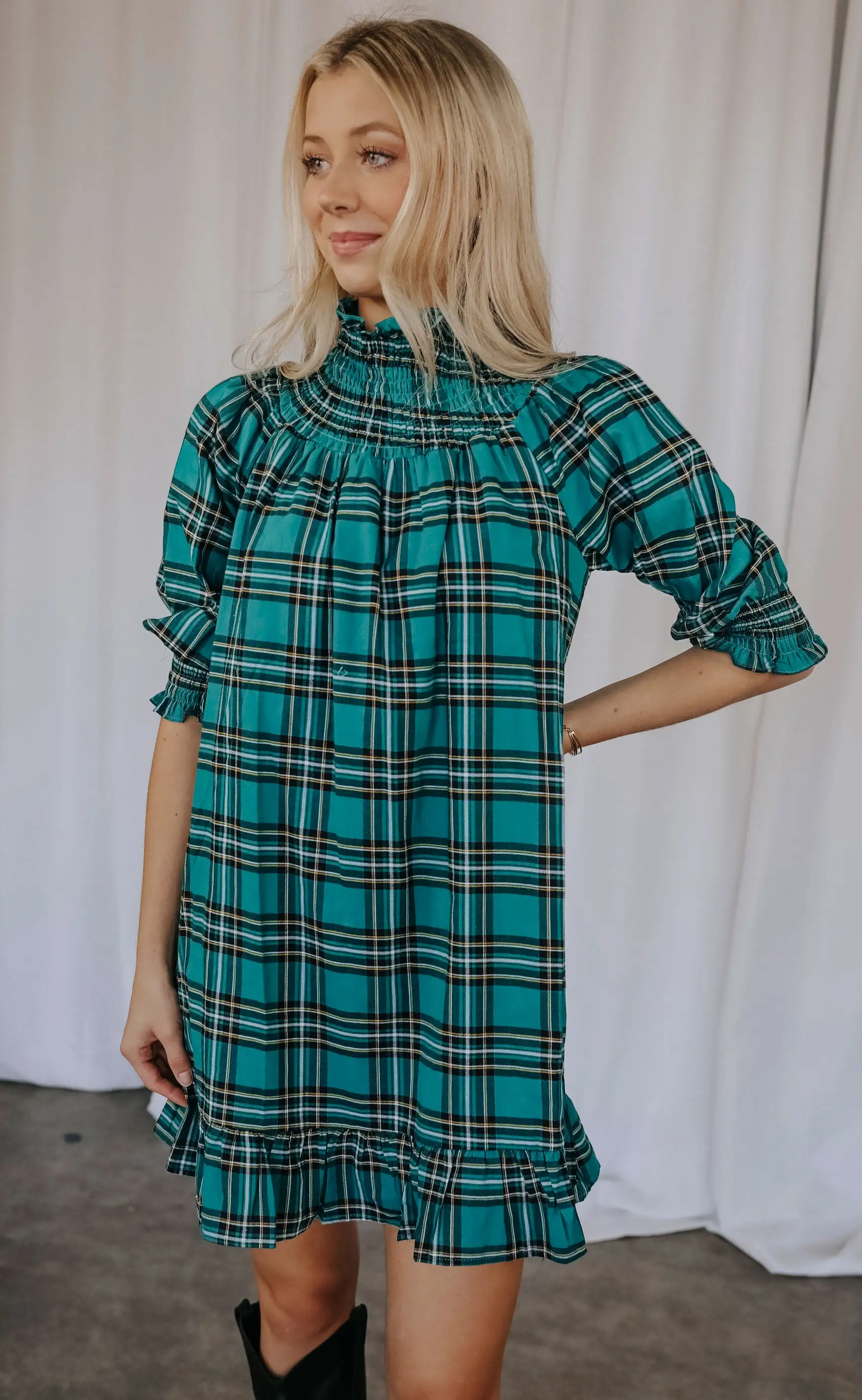 think about me plaid dress