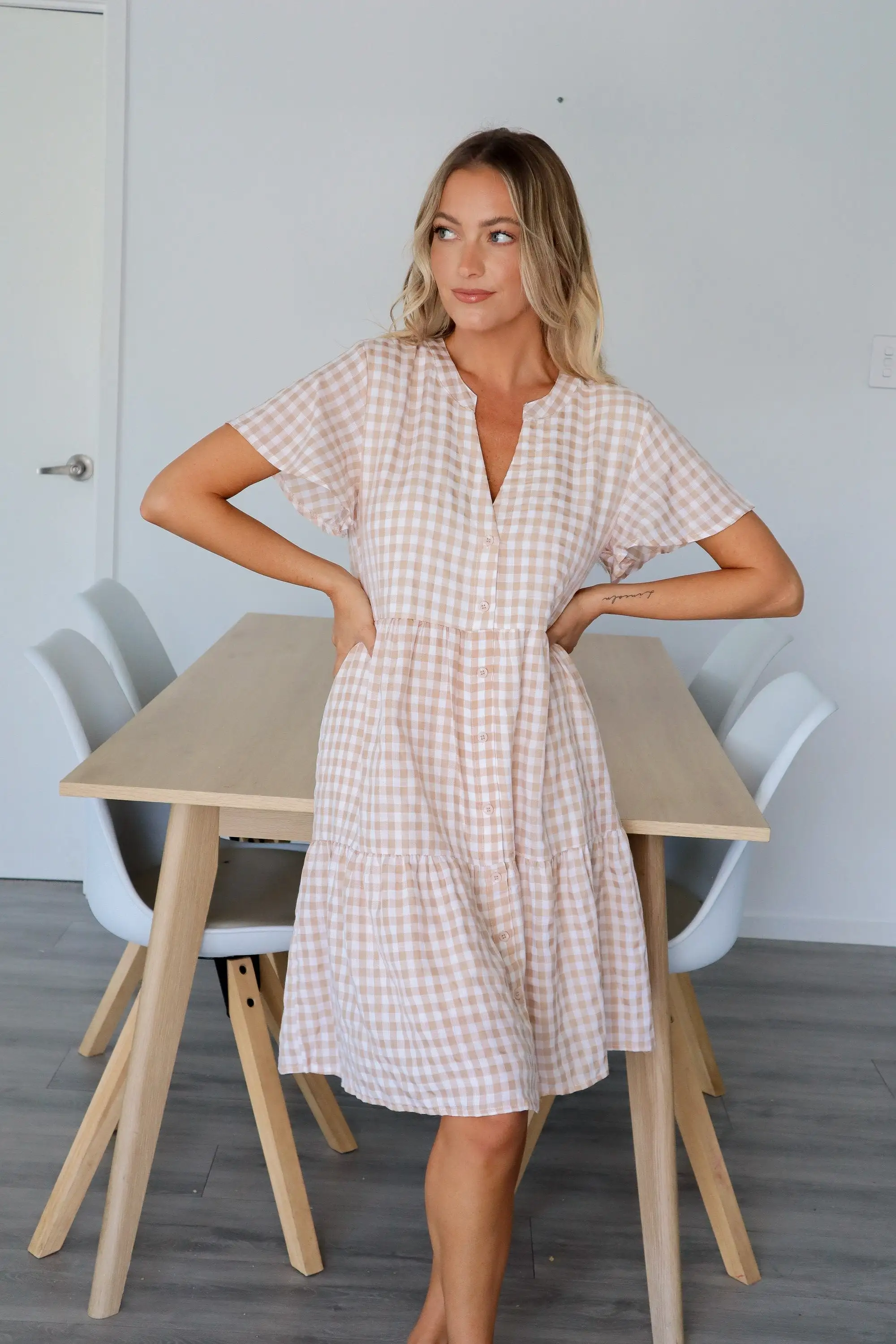 Tilly Mini - Beige Gingham