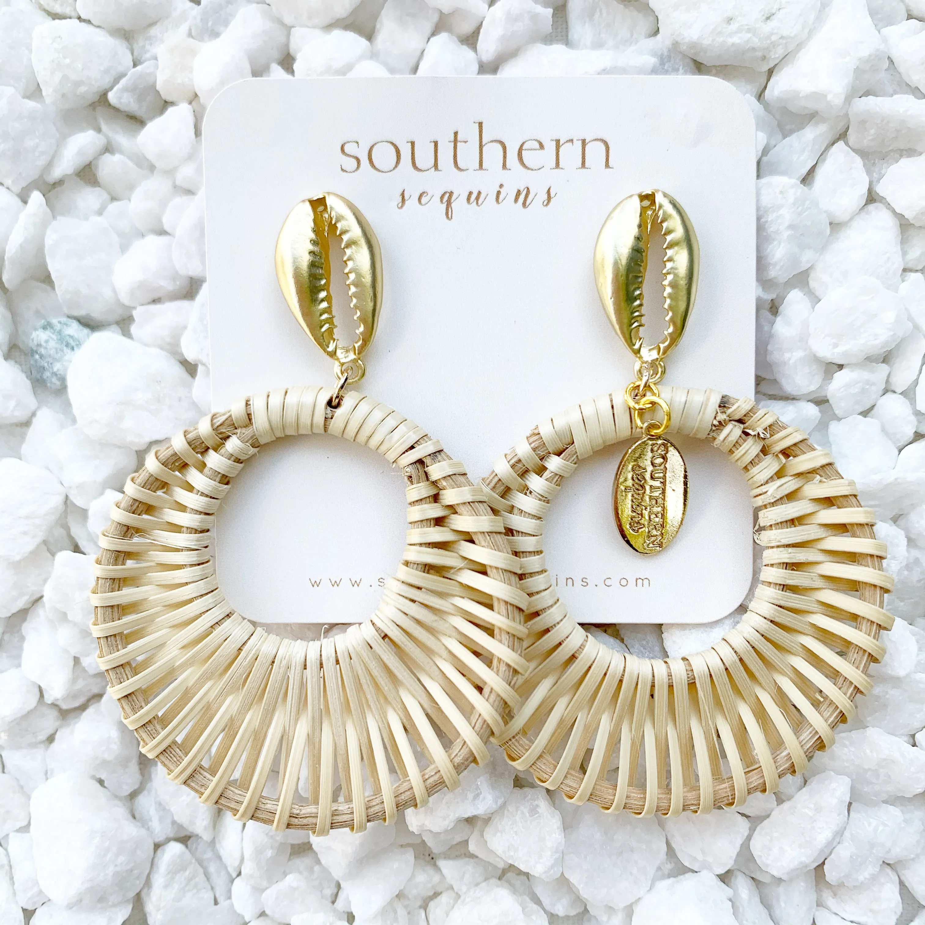 Tropical Rattan “Retro” Hoop Earrings