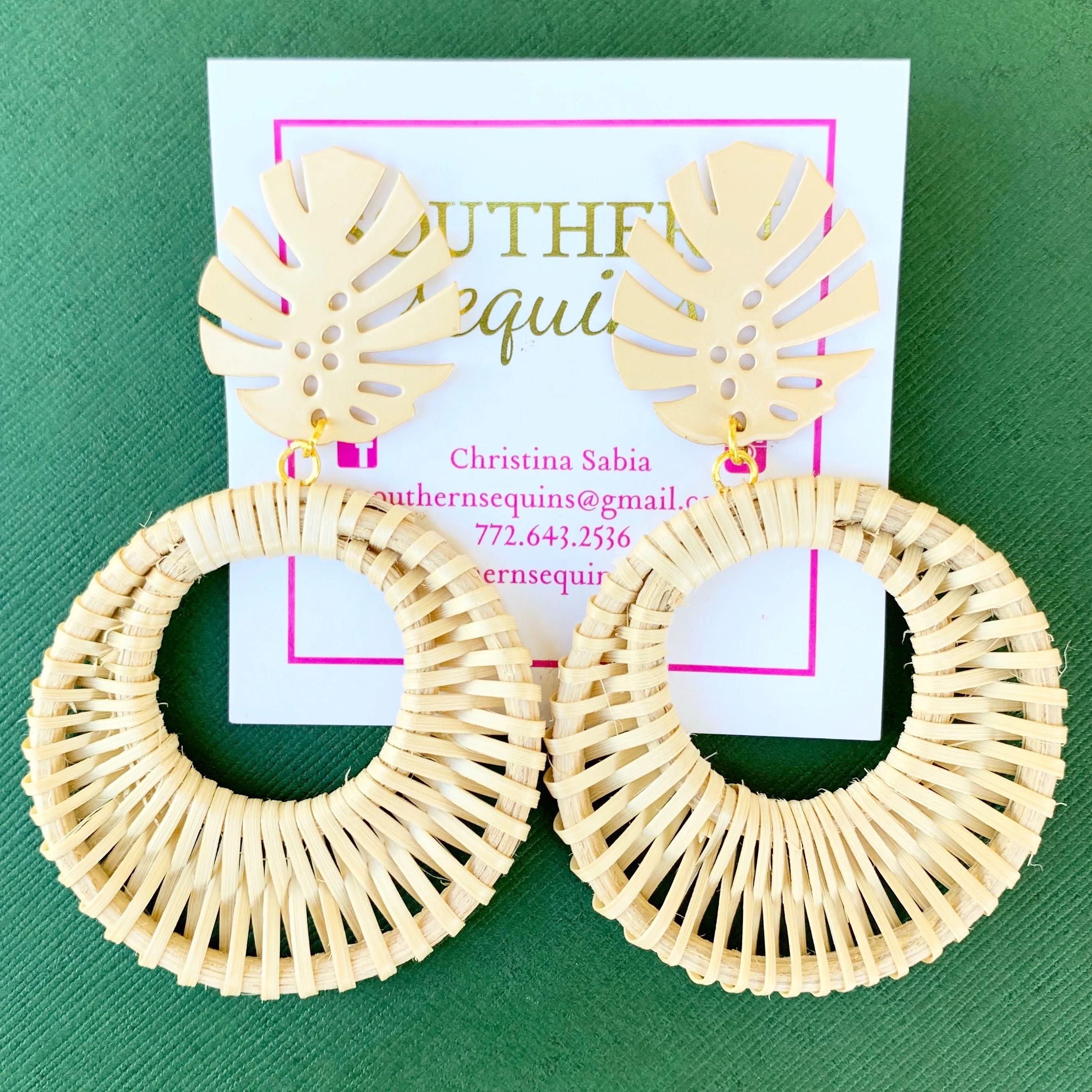 Tropical Rattan “Retro” Hoop Earrings